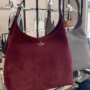 Kate Spade 454 Suede Large Shoulder Bag In Dark Merlot NWT